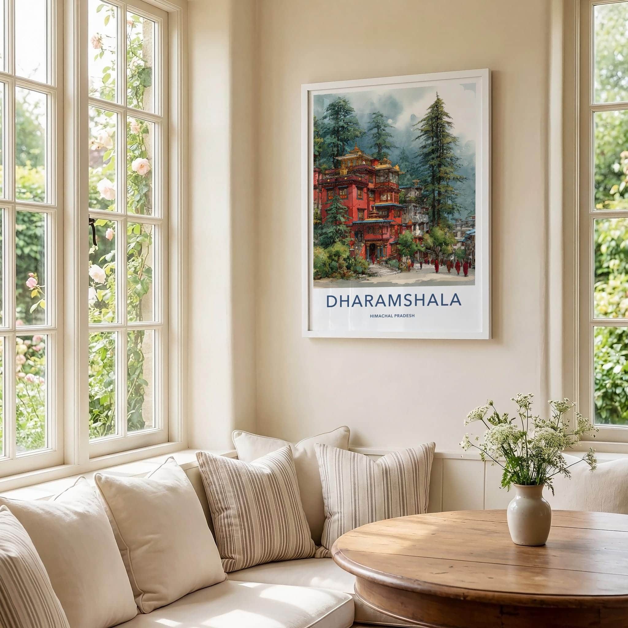 Dharamshala Poster - India Art Print - Himachal Pradesh Monastery Wall Decor