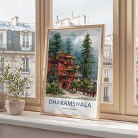Dharamshala Poster - India Art Print - Himachal Pradesh Monastery Wall Decor