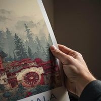 Dharamshala Poster - India Wall Art - Himachal Pradesh Misty Mountain Temple Gift