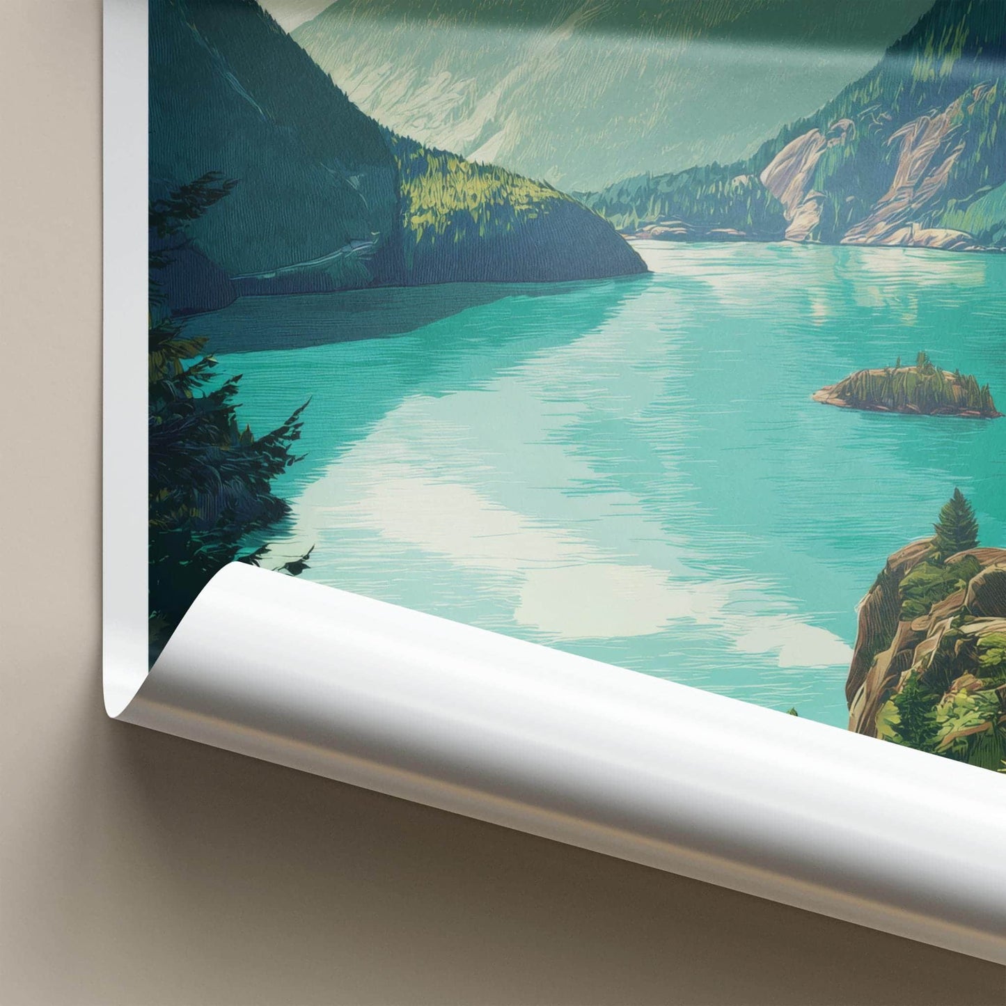 Diablo Lake Poster - Washington Travel Art - Emerald Waters Peaks Wall Decor