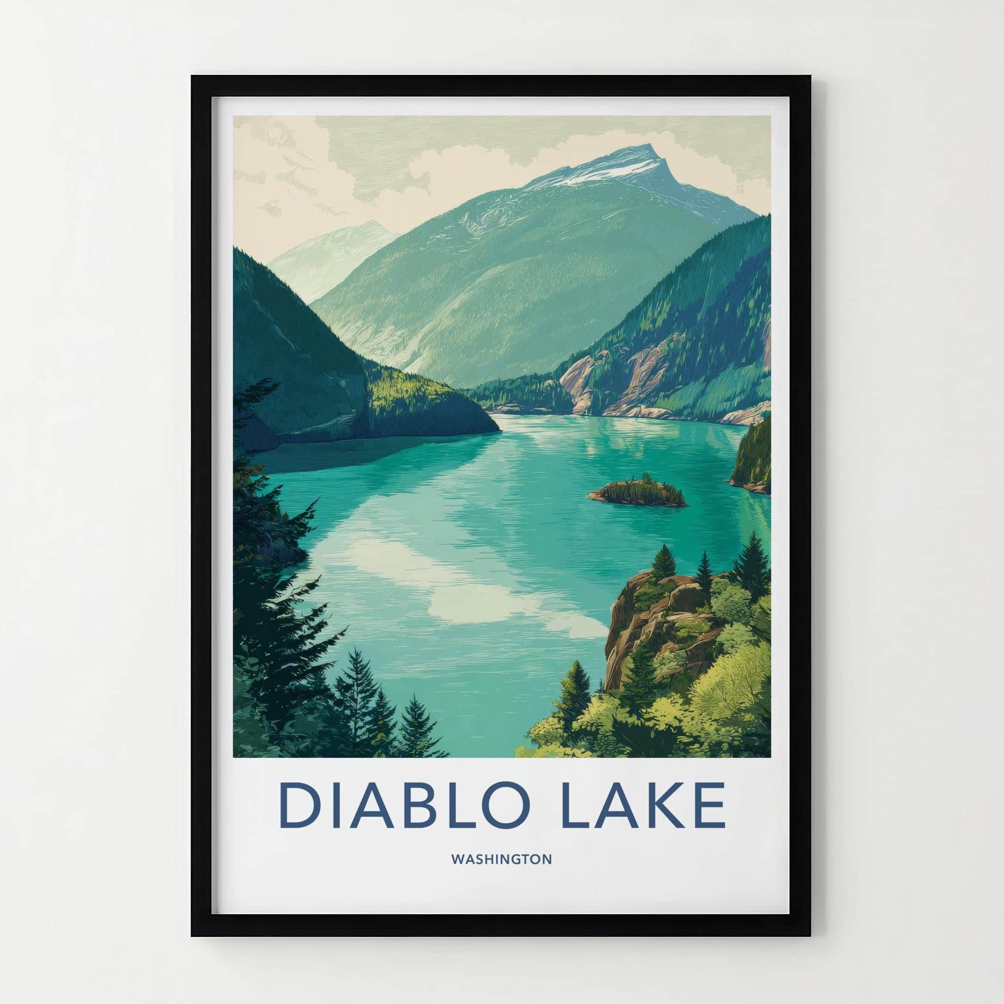Diablo Lake Poster - Washington Travel Art - Emerald Waters Peaks Wall Decor