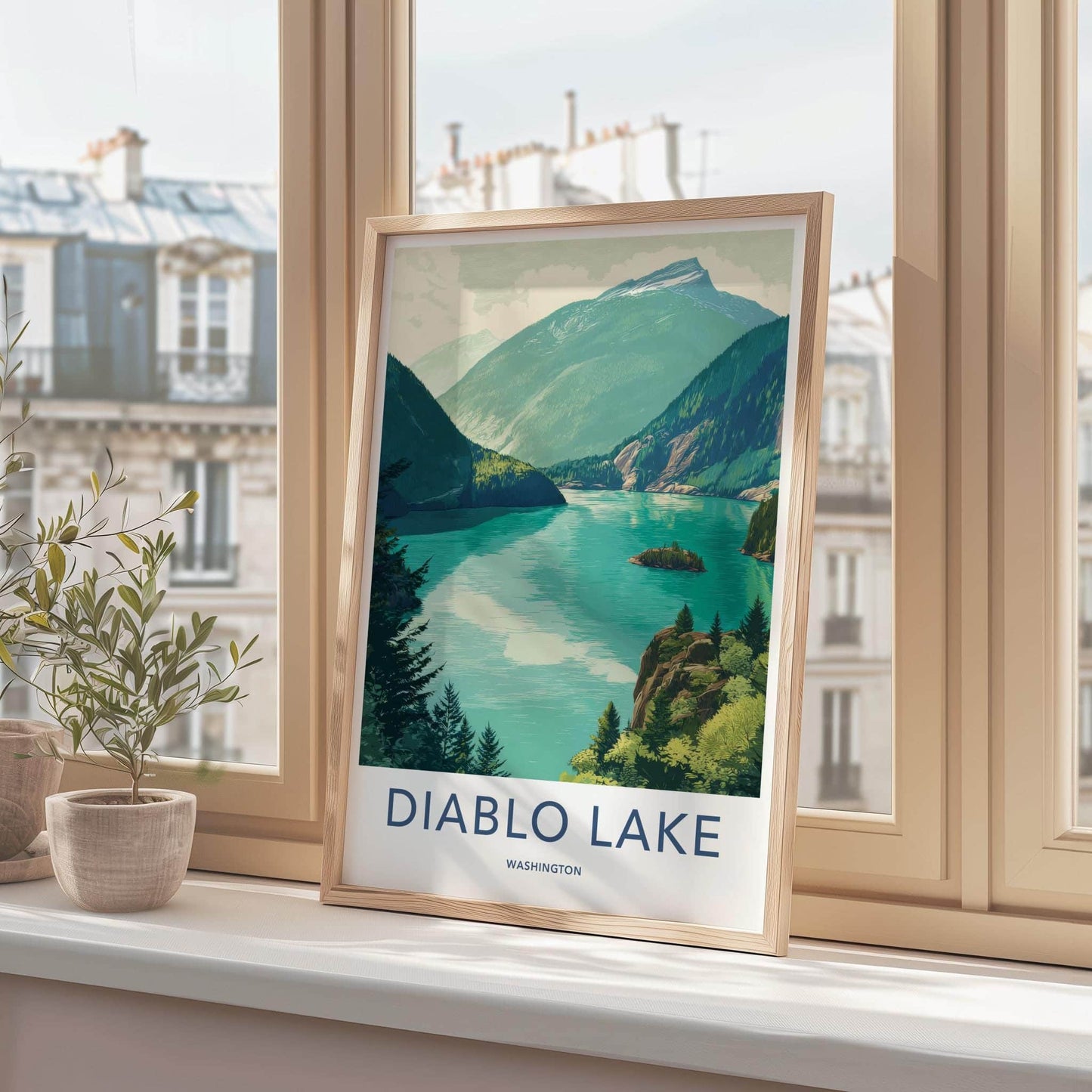 Diablo Lake Poster - Washington Travel Art - Emerald Waters Peaks Wall Decor