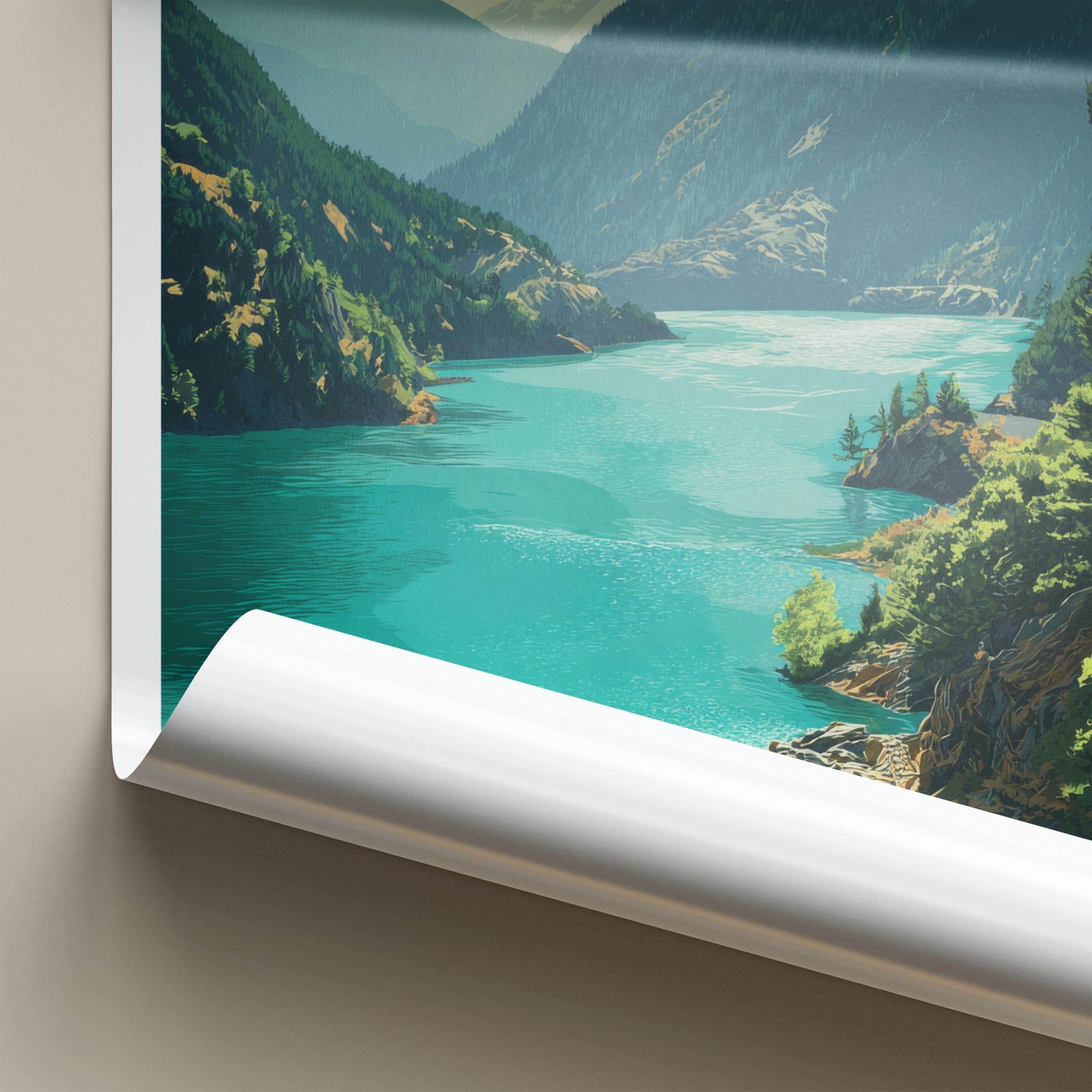Diablo Lake Poster - Washington Travel Art - Turquoise Alpine Lake Room Decor