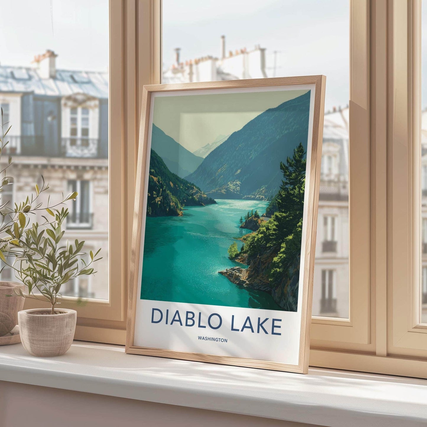 Diablo Lake Poster - Washington Travel Art - Turquoise Alpine Lake Room Decor