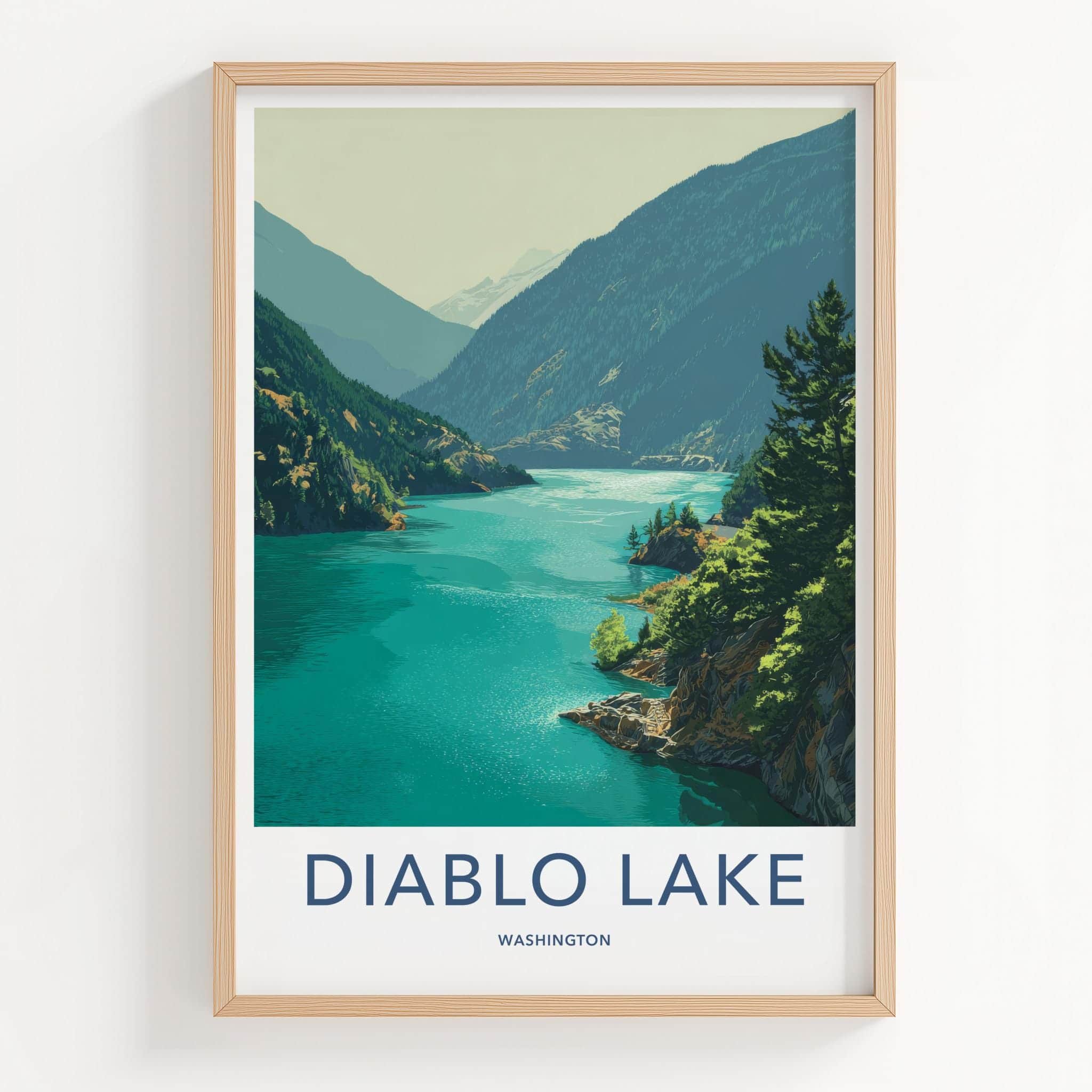 Diablo Lake Poster - Washington Travel Art - Turquoise Alpine Lake Room Decor