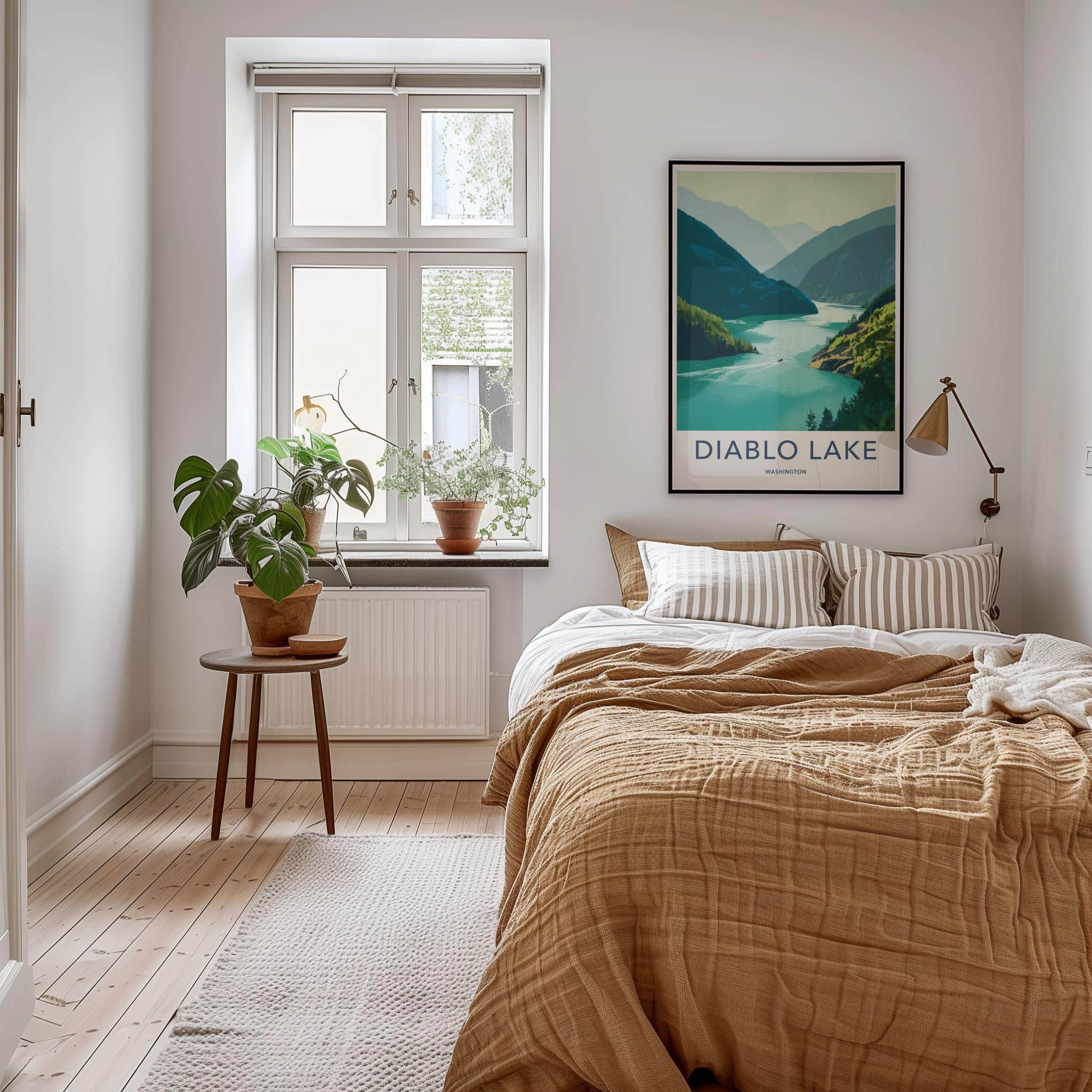 Diablo Lake Poster - Washington Wall Art - Mountain Lake Boat Home Decor