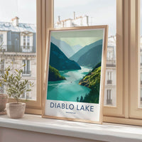 Diablo Lake Poster - Washington Wall Art - Mountain Lake Boat Home Decor
