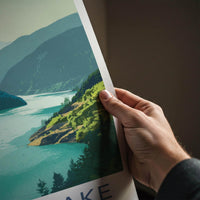 Diablo Lake Poster - Washington Wall Art - Mountain Lake Boat Home Decor