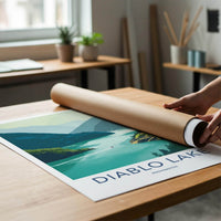 Diablo Lake Poster - Washington Wall Art - Mountain Lake Boat Home Decor