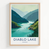 Diablo Lake Poster - Washington Wall Art - Mountain Lake Boat Home Decor