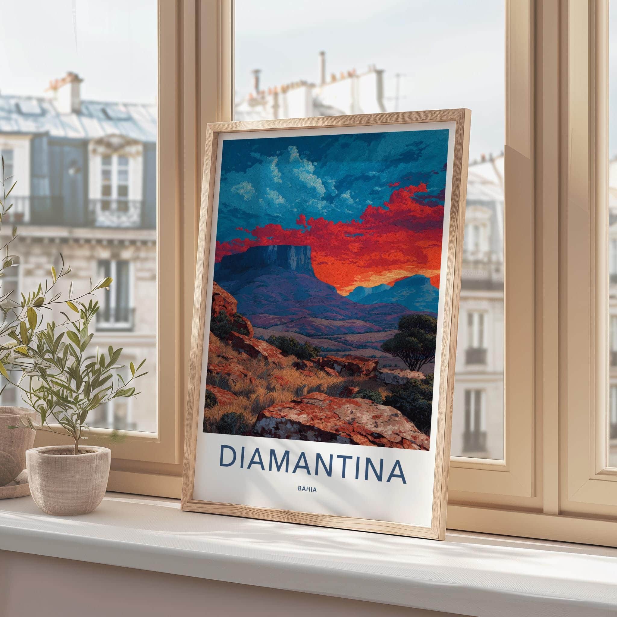 Diamantina Poster - Brazil Travel Art - Textured Plateau Landscape Wall Decor