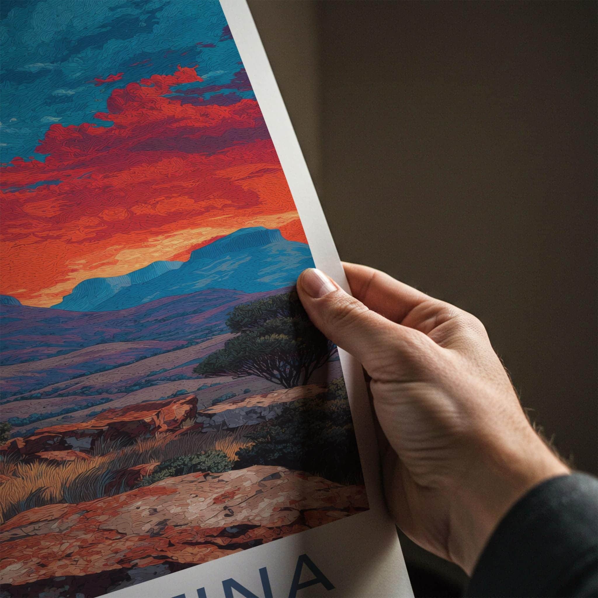 Diamantina Poster - Brazil Travel Art - Textured Plateau Landscape Wall Decor