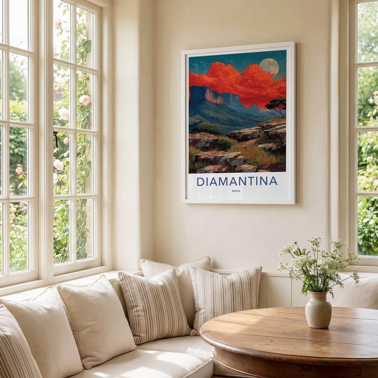 Diamantina Poster - Brazil Travel Print - Red Sky Moon Home Decor
