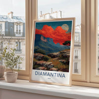 Diamantina Poster - Brazil Travel Print - Red Sky Moon Home Decor