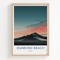 Diamond Beach Poster - Iceland Travel Print - Dramatic Arctic Sands Wall Decor
