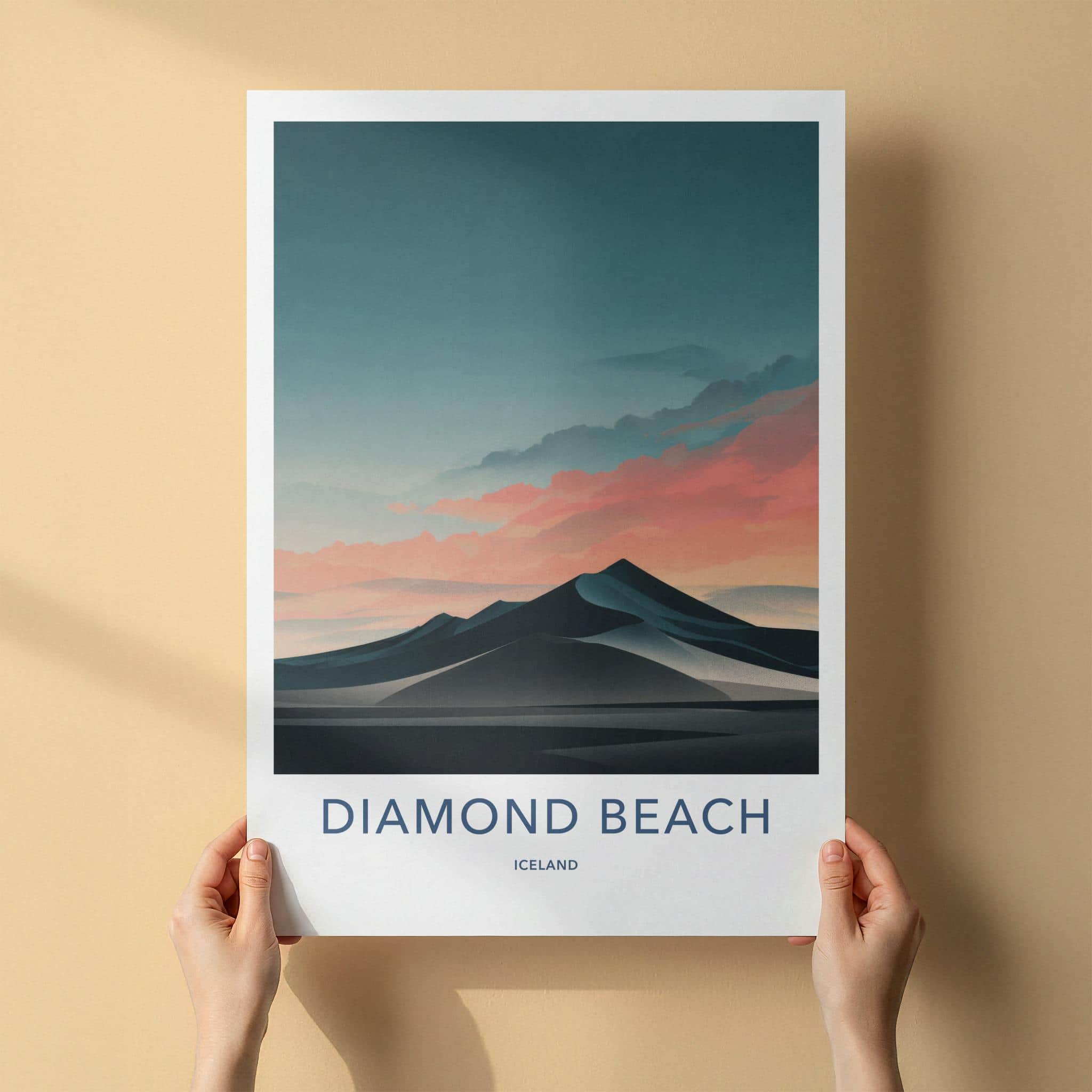 Diamond Beach Poster - Iceland Travel Print - Dramatic Arctic Sands Wall Decor