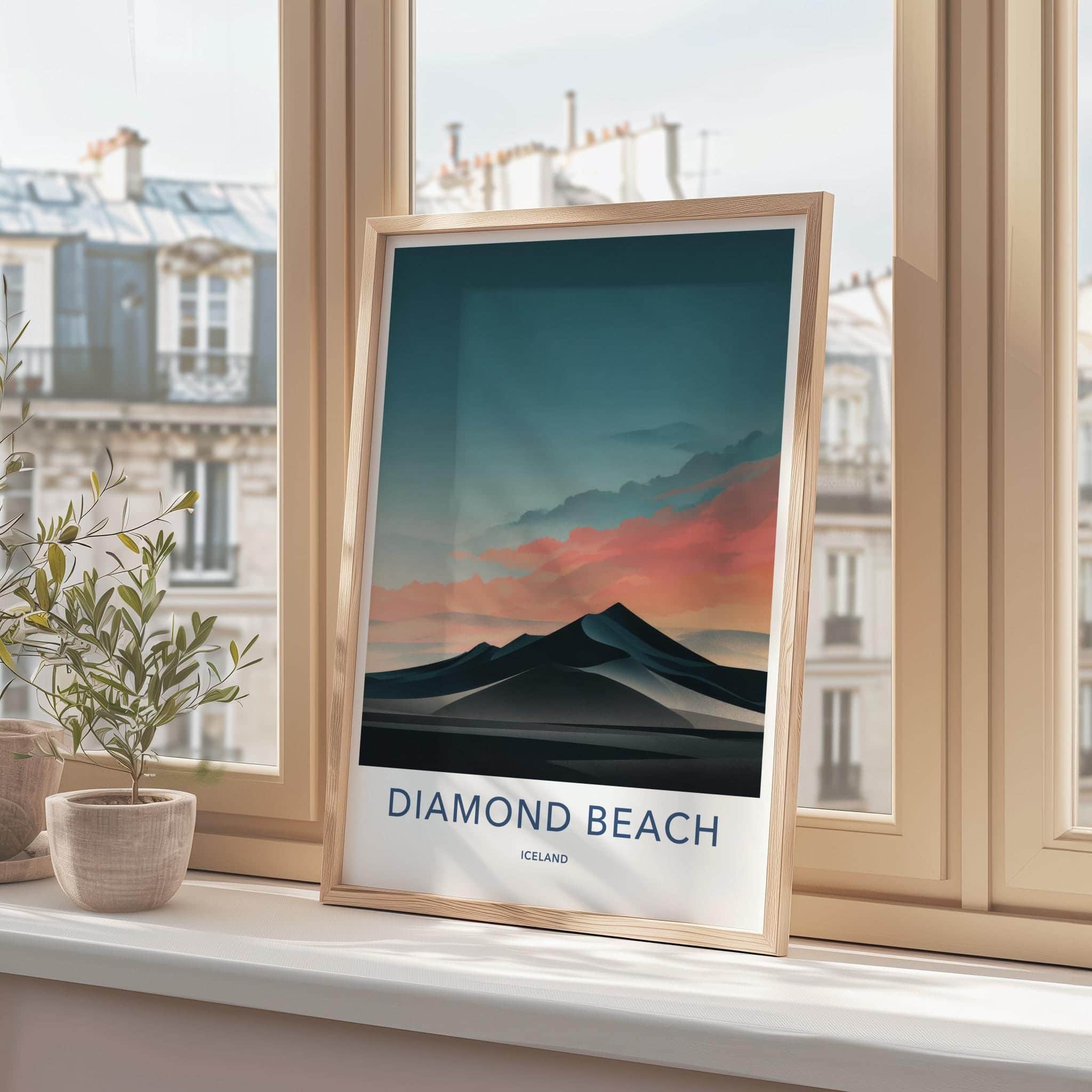 Diamond Beach Poster - Iceland Travel Print - Dramatic Arctic Sands Wall Decor