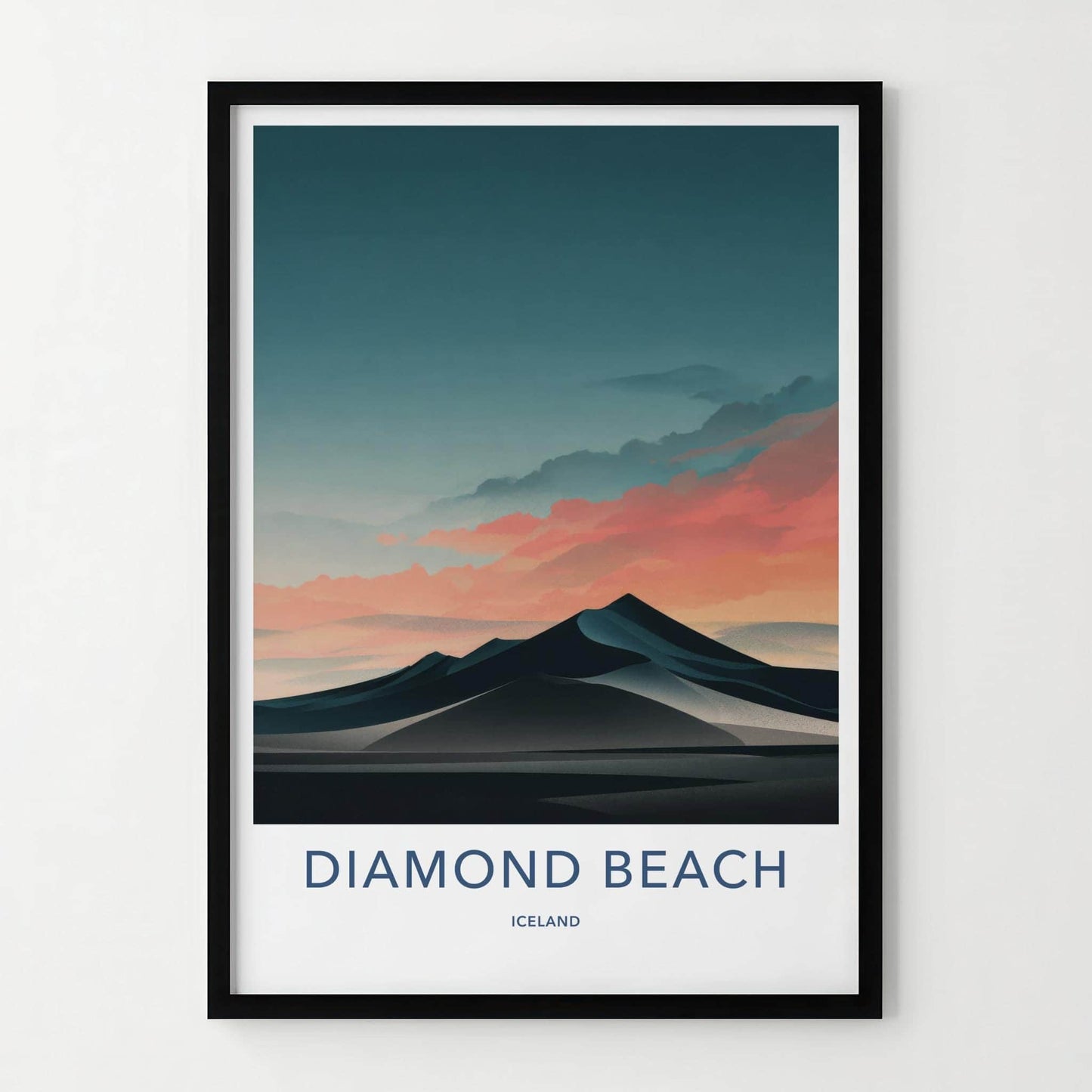 Diamond Beach Poster - Iceland Travel Print - Dramatic Arctic Sands Wall Decor