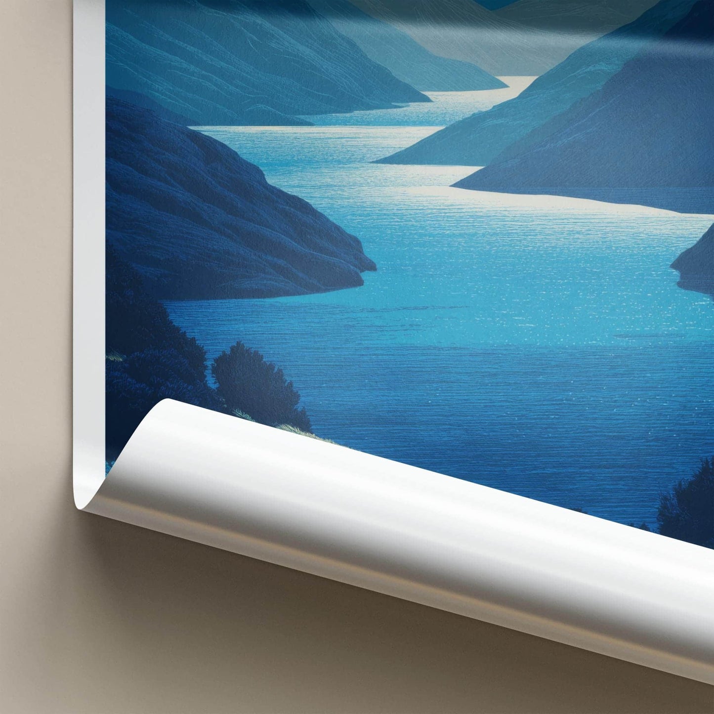 Diamond Lake Poster - New Zealand Scenic Art - Moonlit Alpine Water Wall Decor
