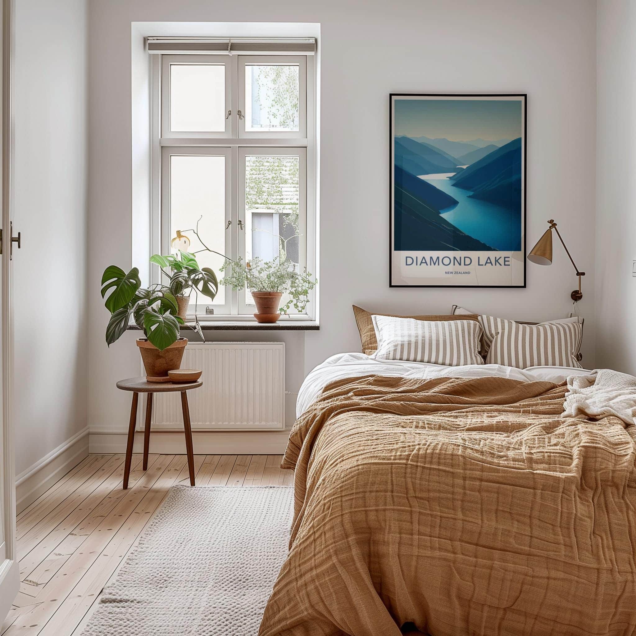 Diamond Lake Poster - New Zealand Travel Art - Lake Scene Wall Decor