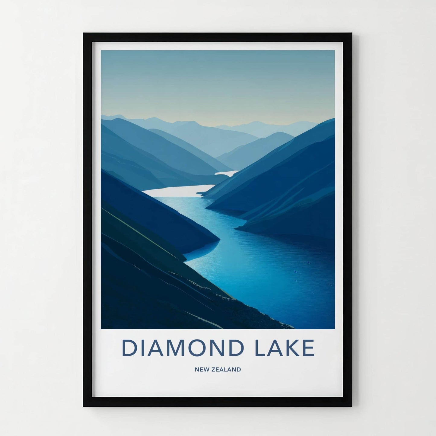 Diamond Lake Poster - New Zealand Travel Art - Lake Scene Wall Decor