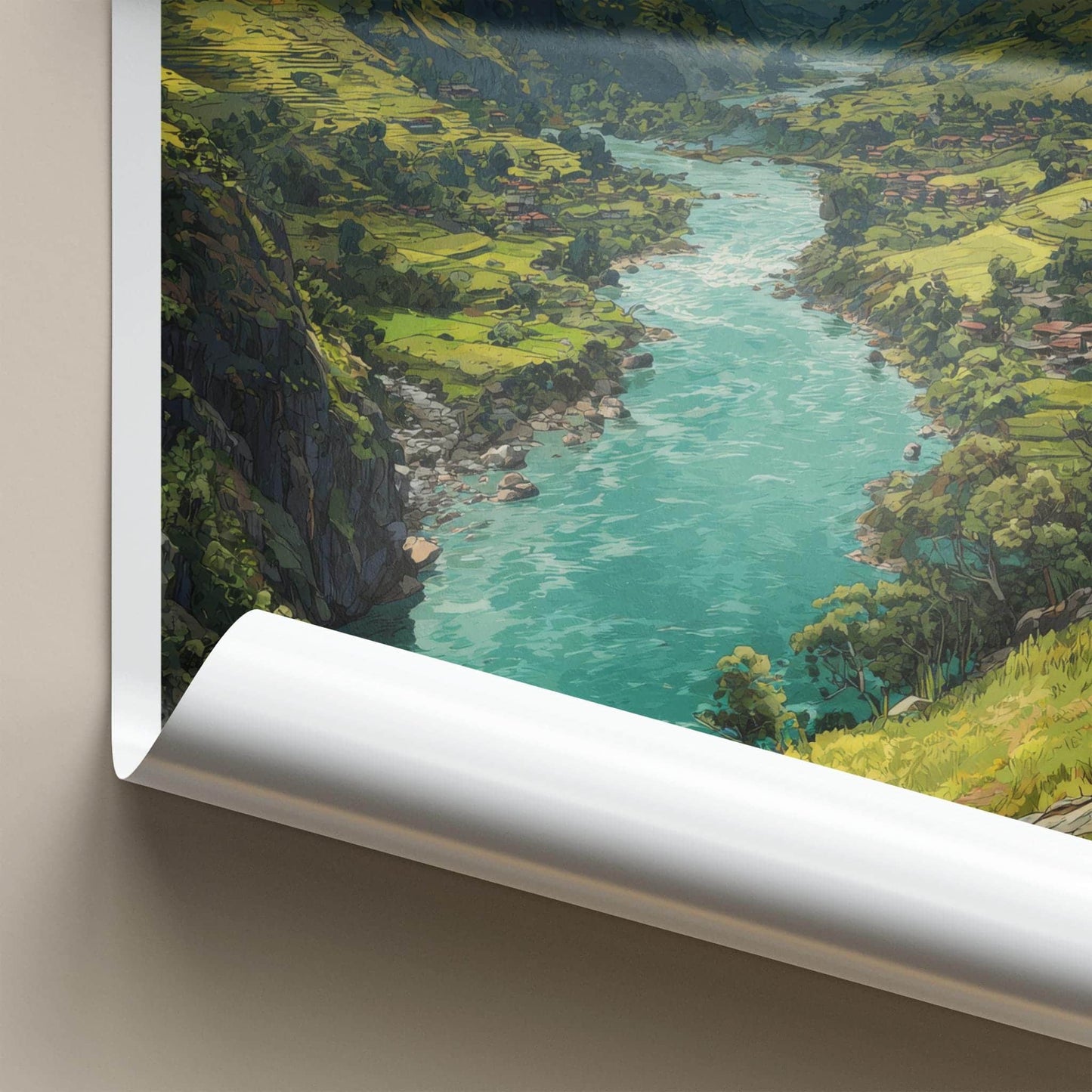 Dihang Poster - India Travel Art - Arunachal Pradesh Lush River Valley Decor