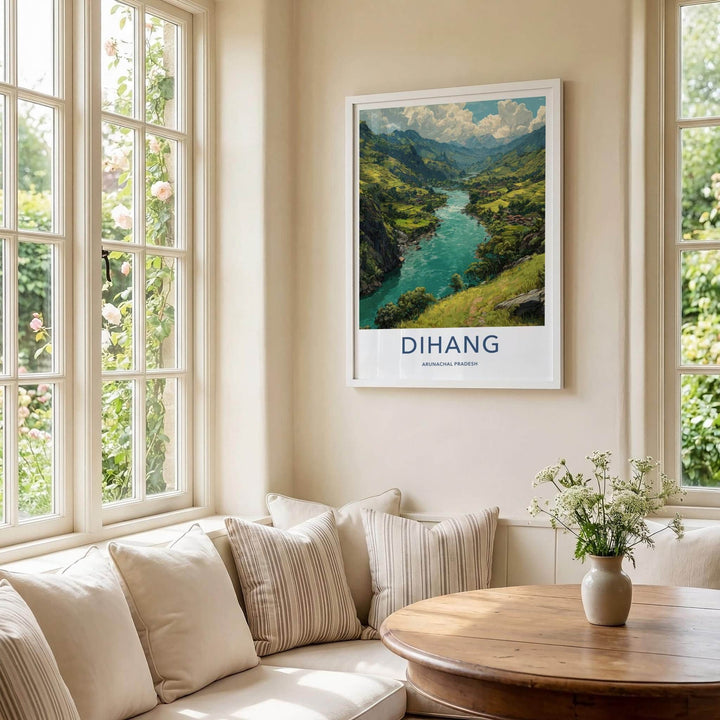 Dihang Poster - India Travel Art - Arunachal Pradesh Lush River Valley Decor