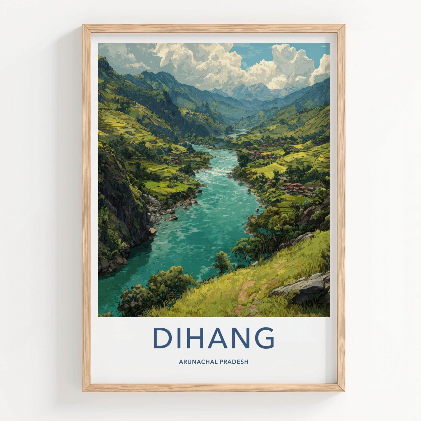 Dihang Poster - India Travel Art - Arunachal Pradesh Lush River Valley Decor