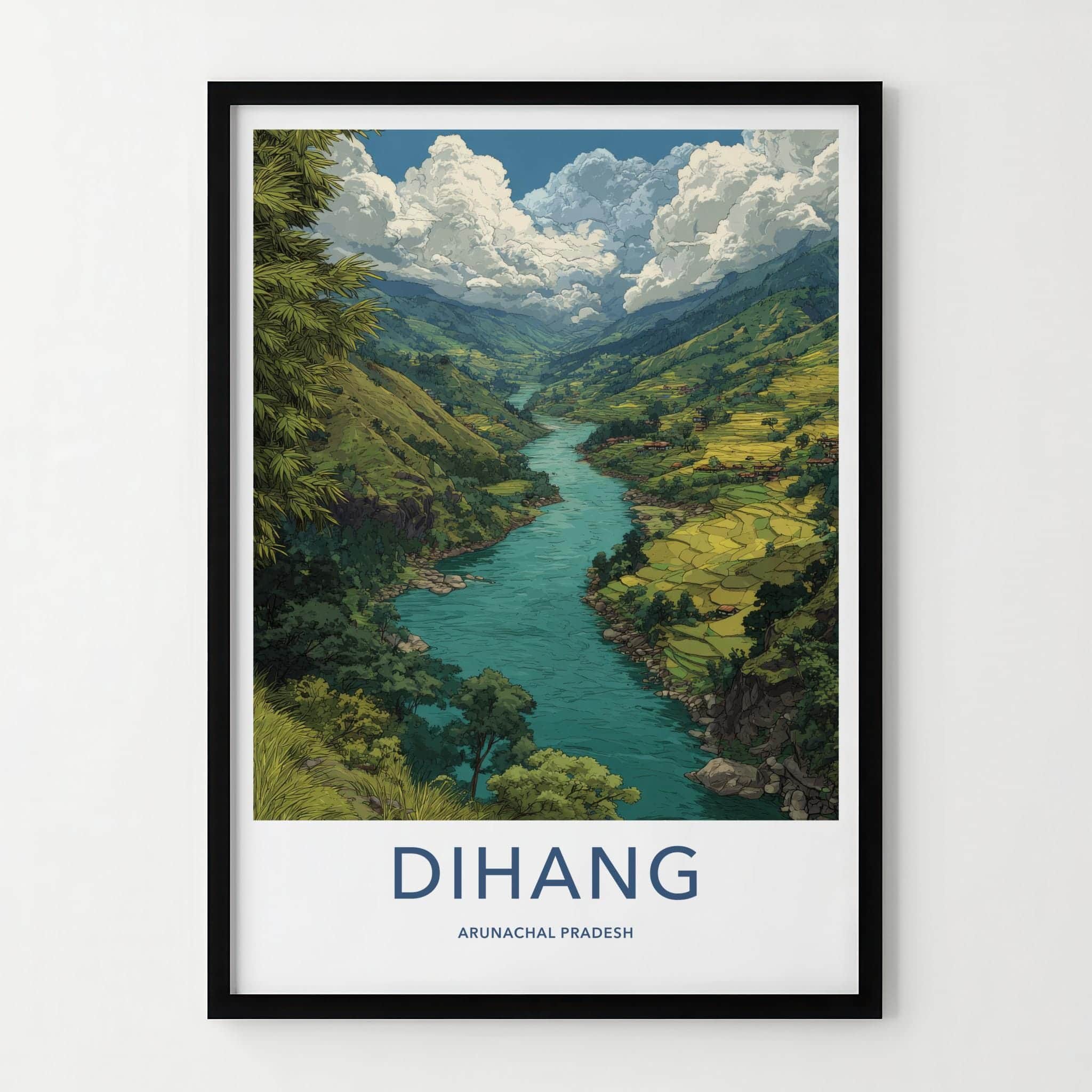 Dihang Poster - India Travel Art - Arunachal Pradesh Valley Wall Decor
