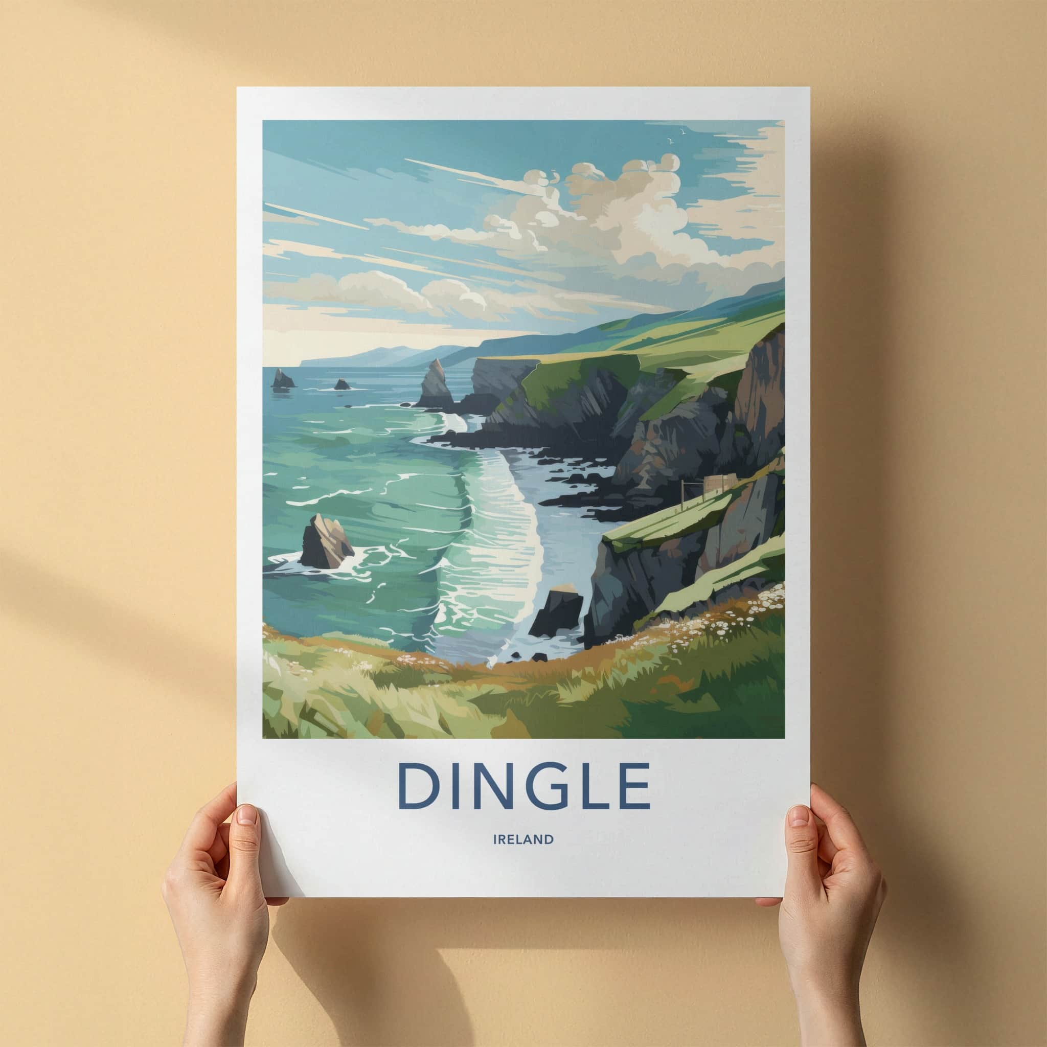 Dingle Poster - Ireland Travel Art - Rugged Cliffs Ocean Wall Decor