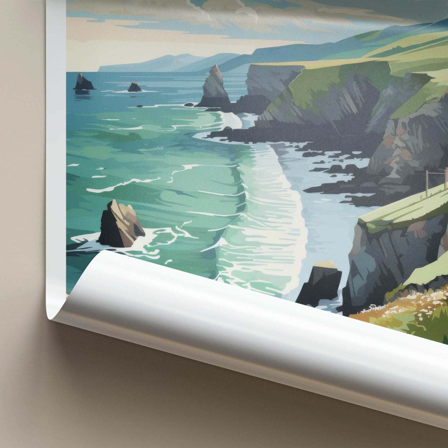 Dingle Poster - Ireland Travel Art - Rugged Cliffs Ocean Wall Decor