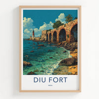 Diu Fort Poster - India Art Print - Diu Coastal Fort Arches Wall Decor