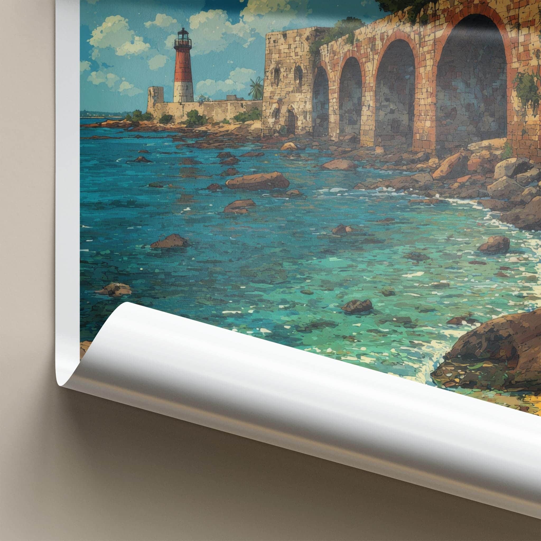 Diu Fort Poster - India Art Print - Diu Coastal Fort Arches Wall Decor
