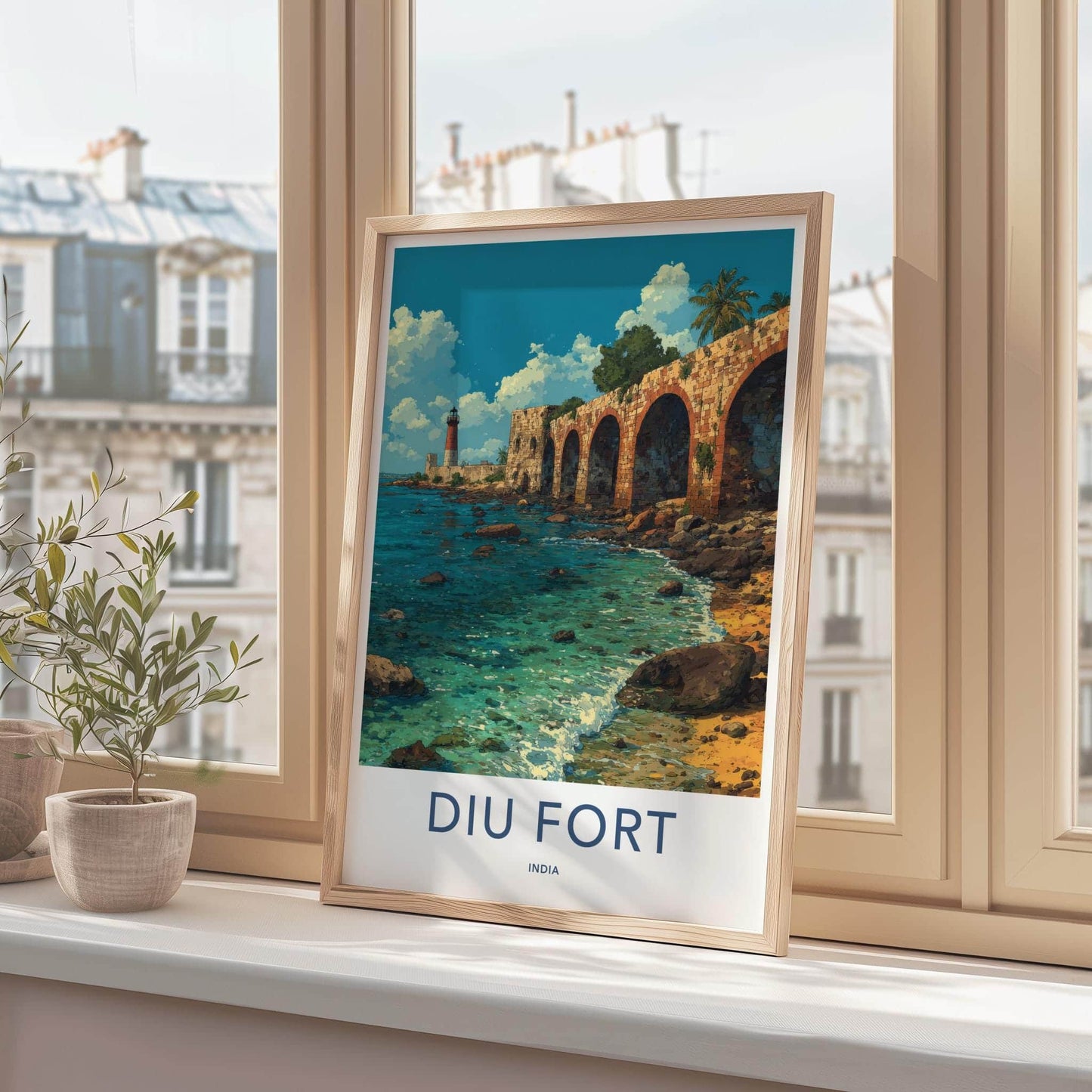 Diu Fort Poster - India Art Print - Diu Coastal Fort Arches Wall Decor