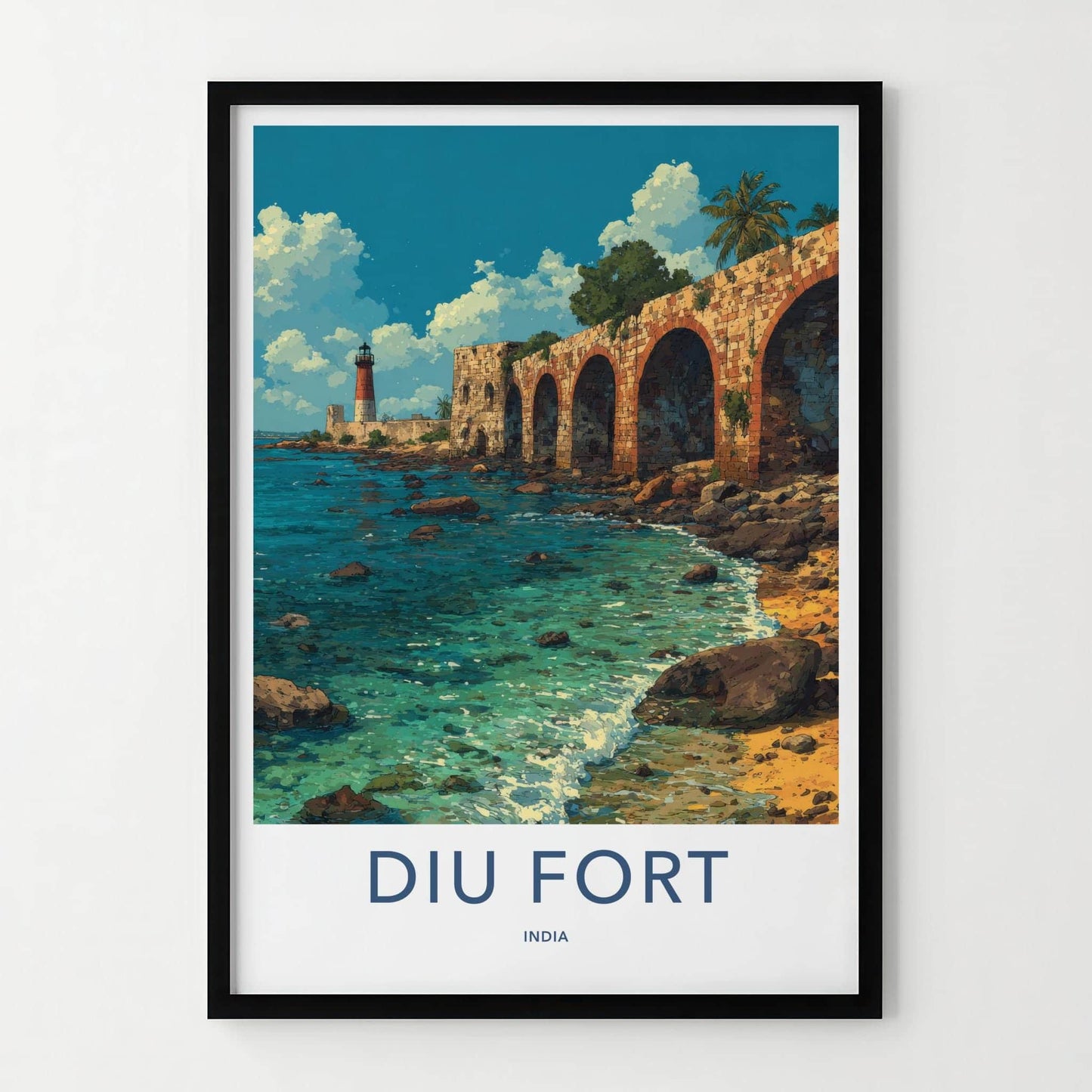 Diu Fort Poster - India Art Print - Diu Coastal Fort Arches Wall Decor
