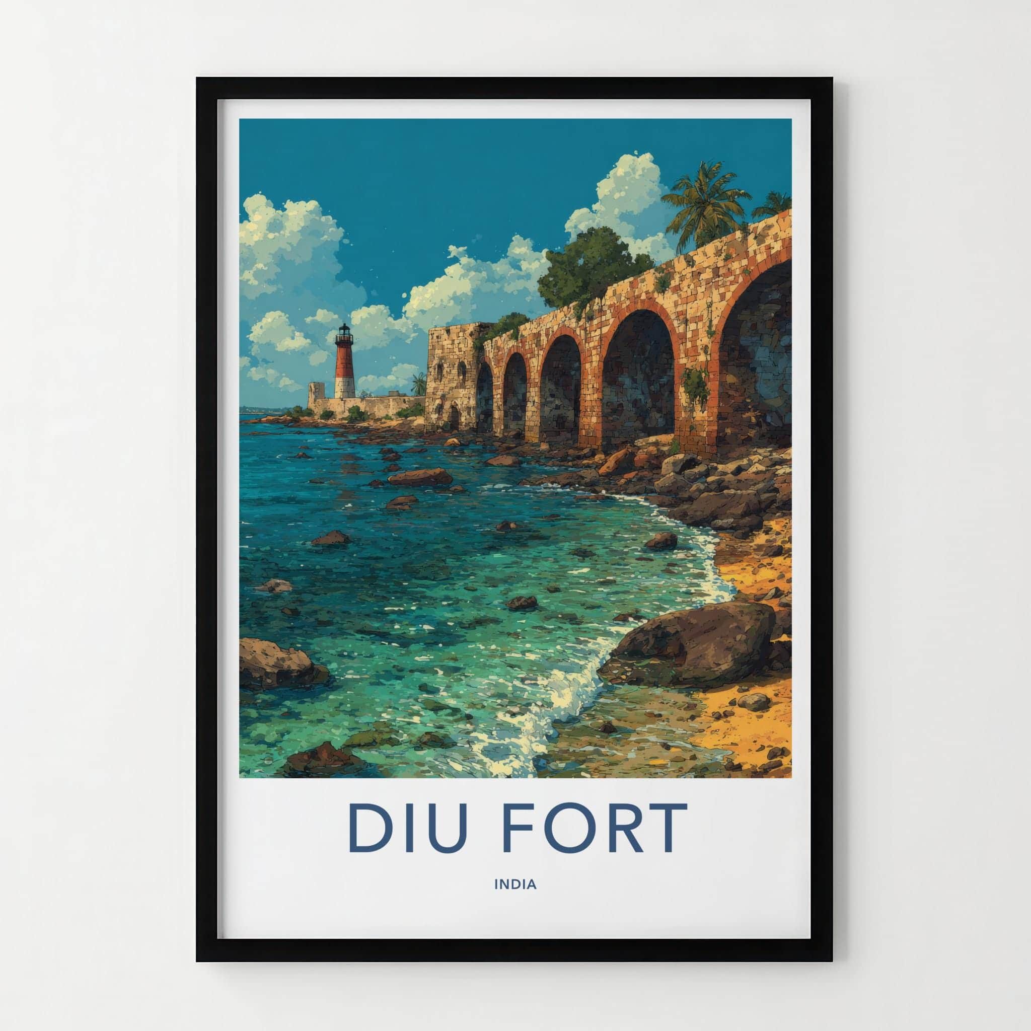 Diu Fort Poster - India Art Print - Diu Coastal Fort Arches Wall Decor