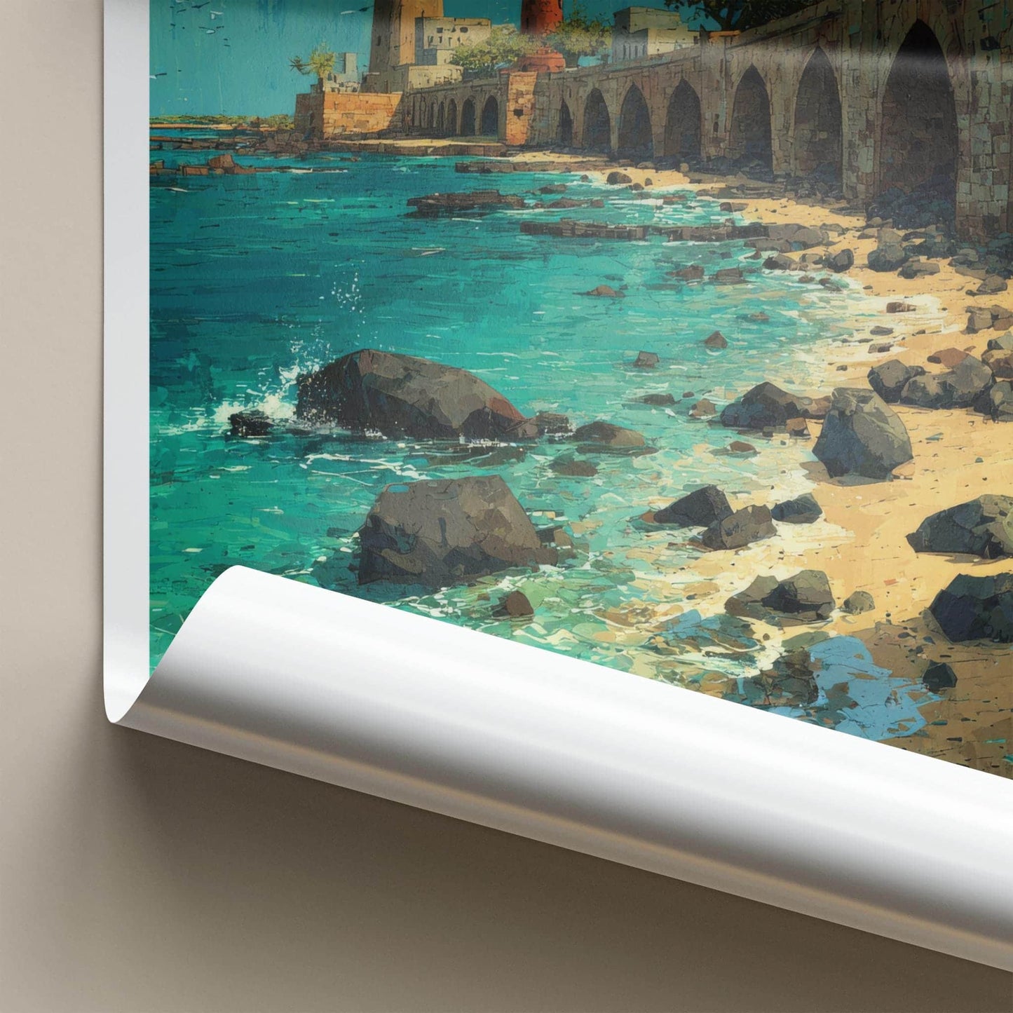 Diu Poster - India Travel Art - Gujarat Historic Arches Coast Wall Decor