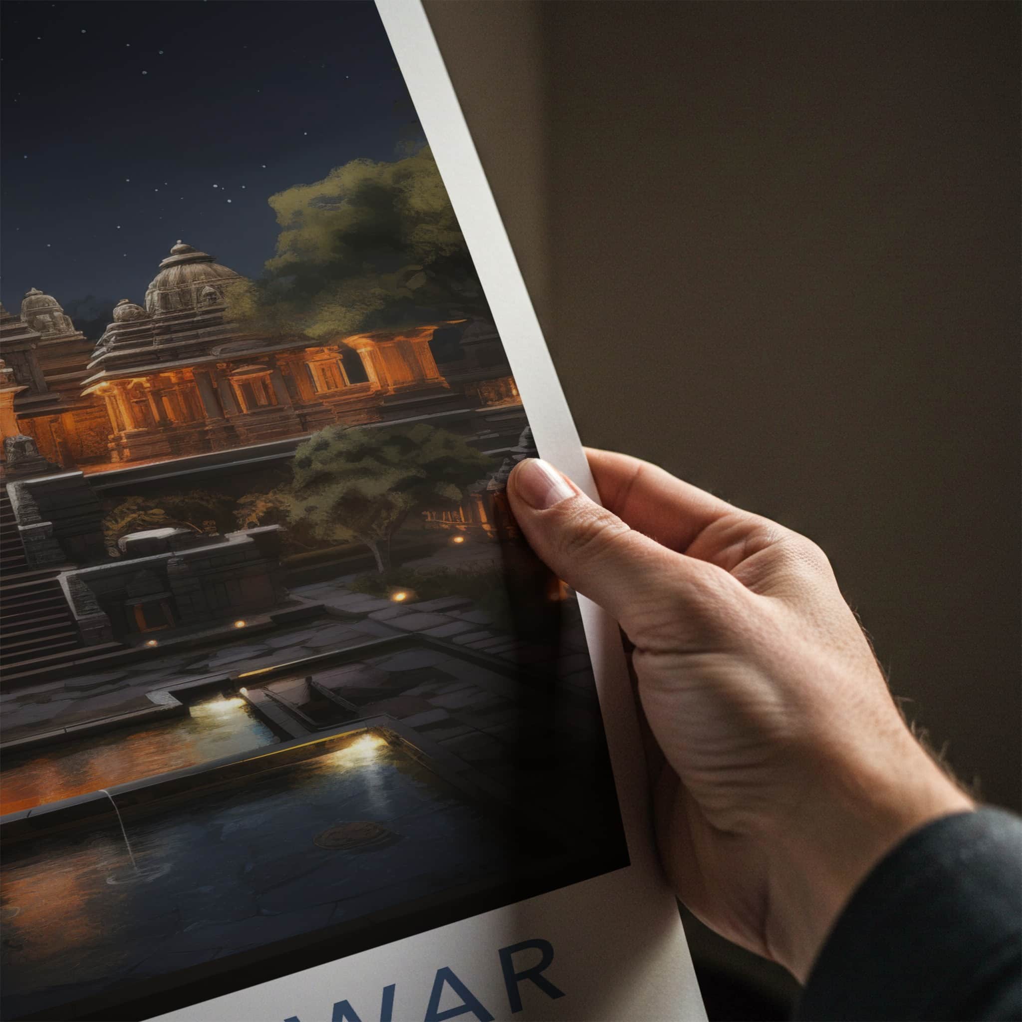 Diu Poster - India Wall Art - Diu Lit Stone Temple Home Decor
