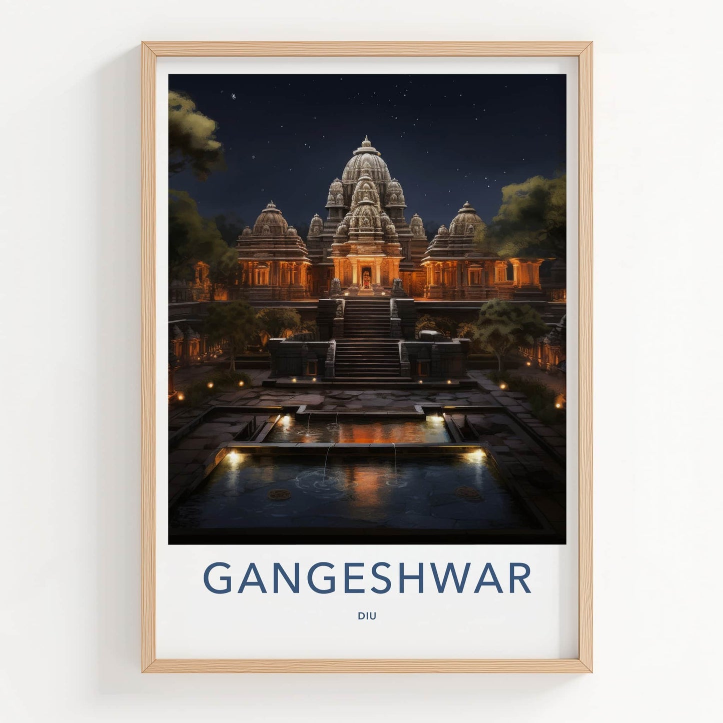 Diu Poster - India Wall Art - Diu Lit Stone Temple Home Decor