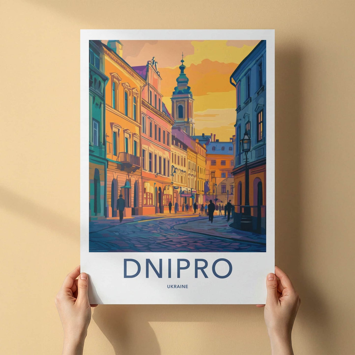 Dnipro Poster - Ukraine Travel Art - Vibrant Sunset Street Home Decor