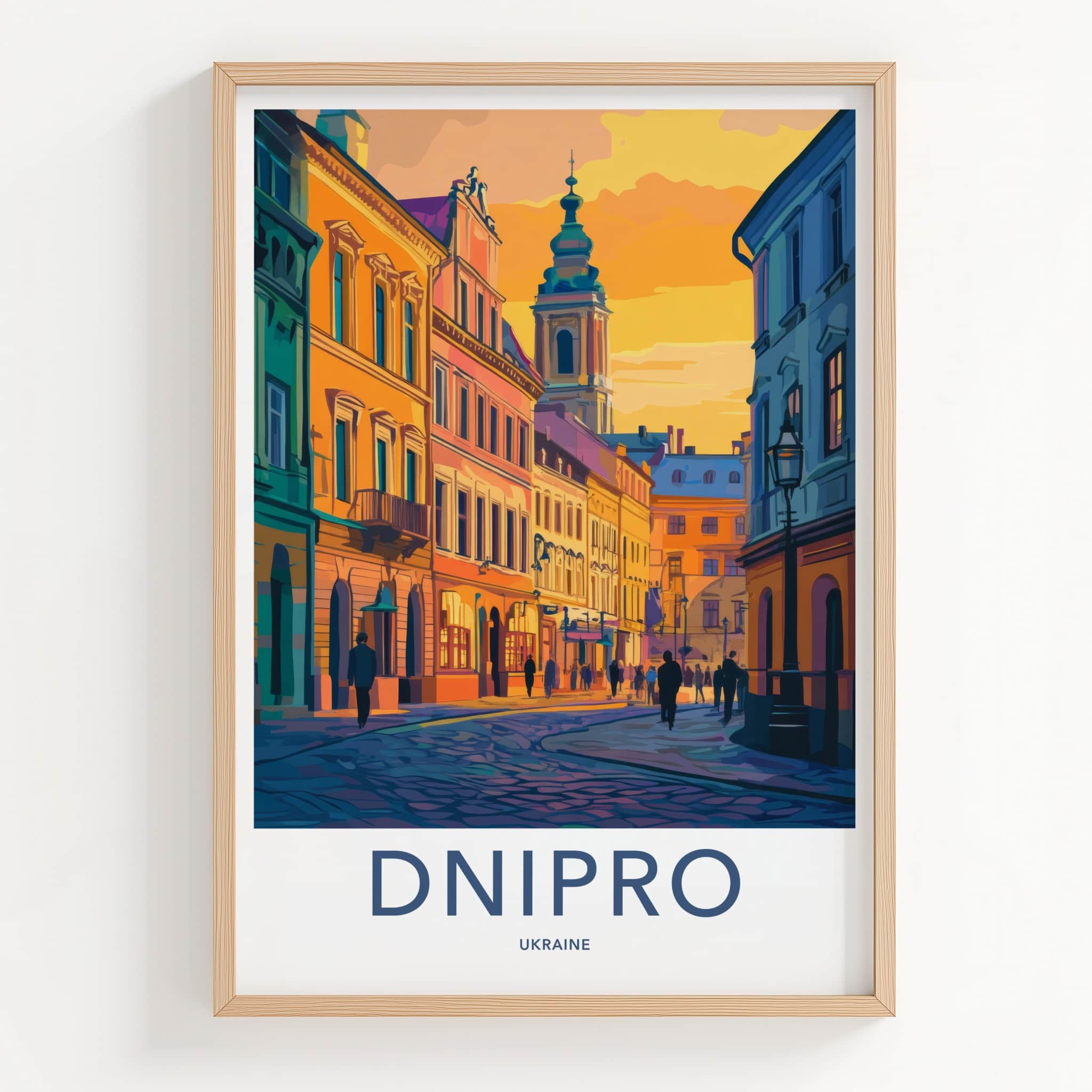 Dnipro Poster - Ukraine Travel Art - Vibrant Sunset Street Home Decor