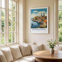 Dnipropetrovsk Poster - Ukraine Travel Art - Scenic Riverfront Town Home Decor