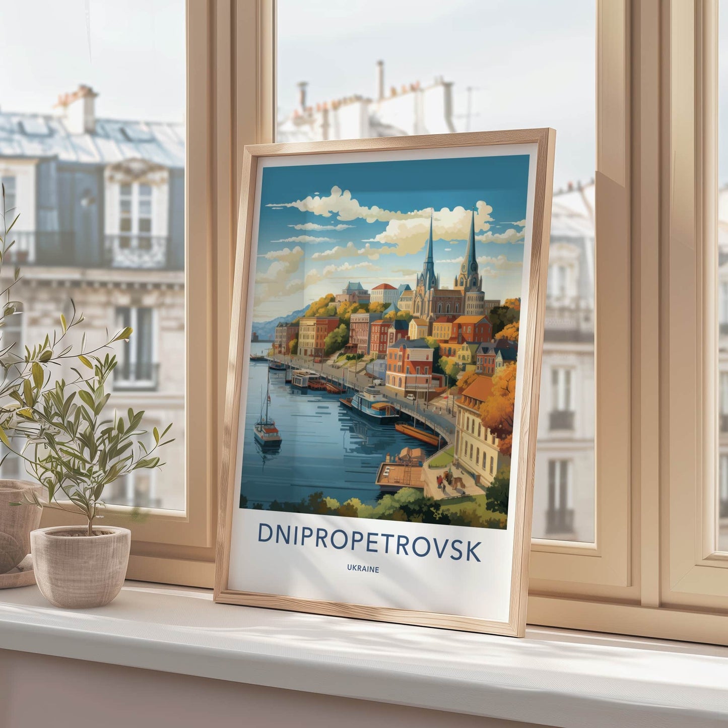 Dnipropetrovsk Poster - Ukraine Travel Art - Scenic Riverfront Town Home Decor