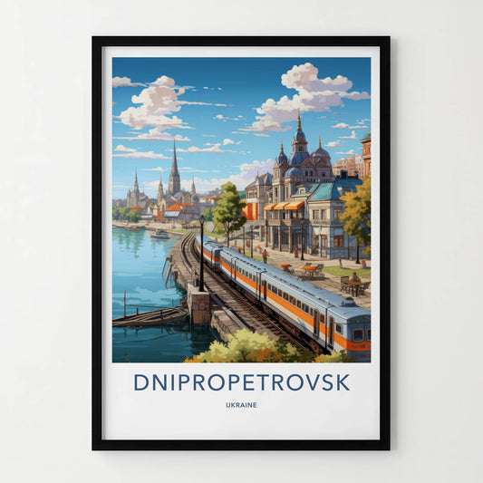 Dnipropetrovsk Poster - Ukraine Travel Art - Urban River Train Home Decor