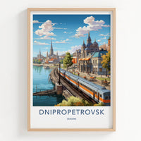 Dnipropetrovsk Poster - Ukraine Travel Art - Urban River Train Home Decor