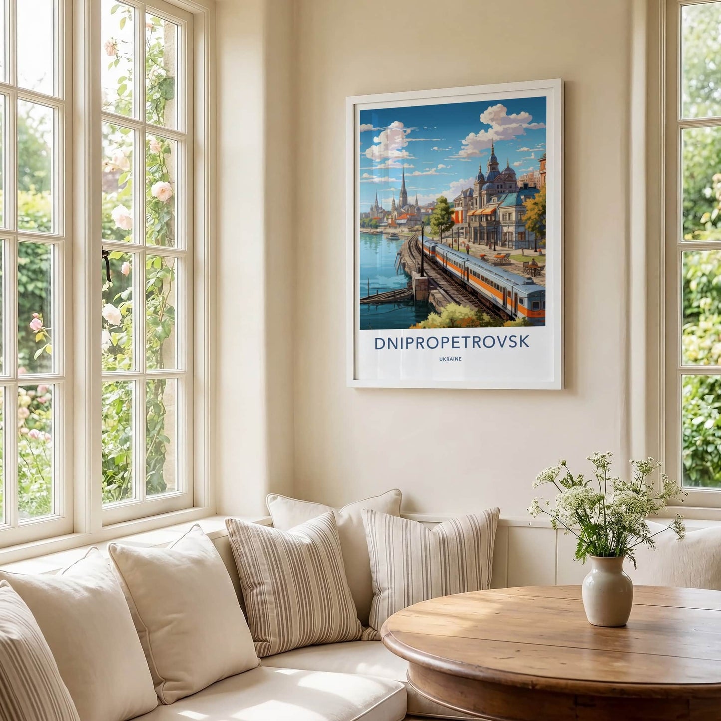Dnipropetrovsk Poster - Ukraine Travel Art - Urban River Train Home Decor