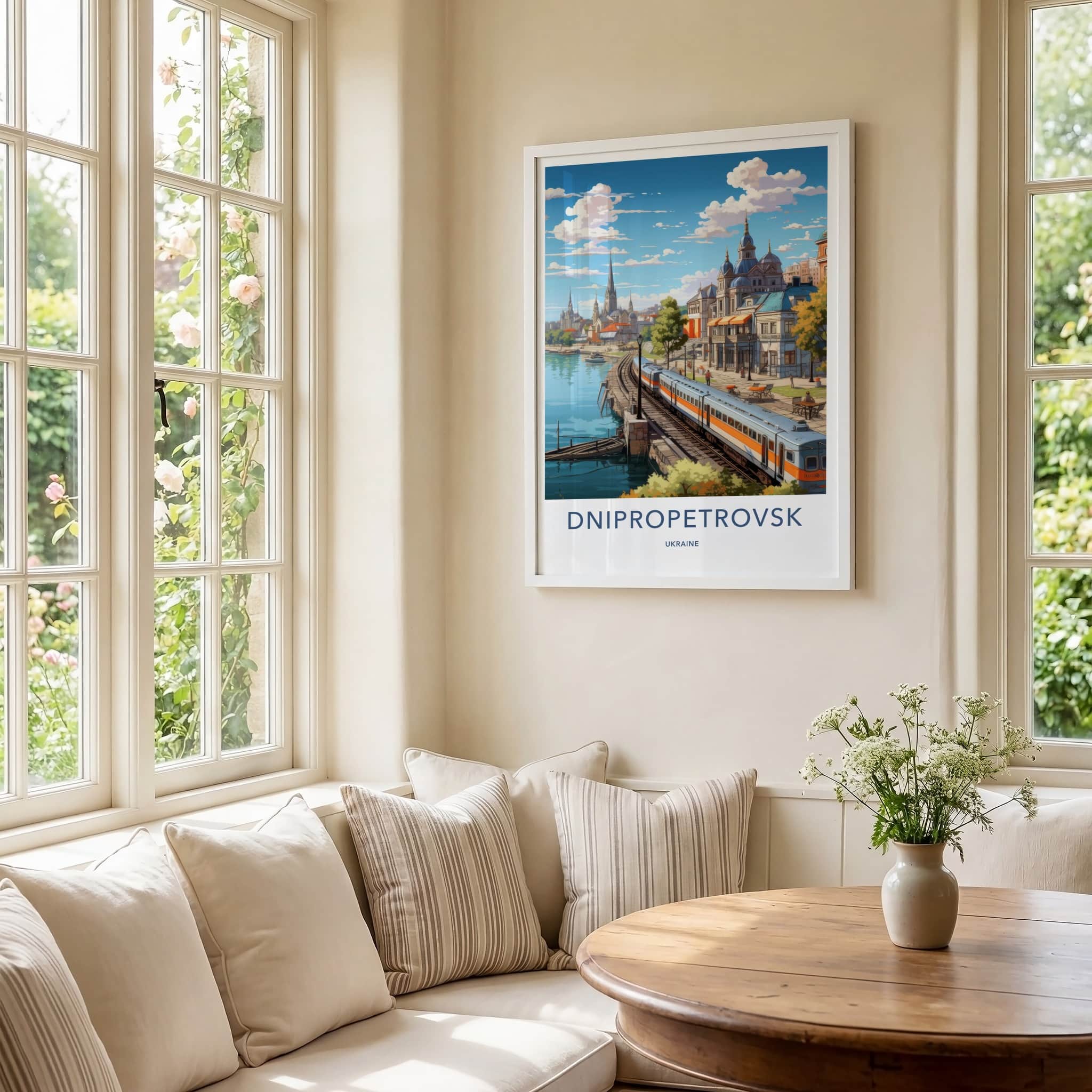 Dnipropetrovsk Poster - Ukraine Travel Art - Urban River Train Home Decor