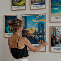 Docklands Poster - England Travel Art - Urban Waterside Sunset Home Decor