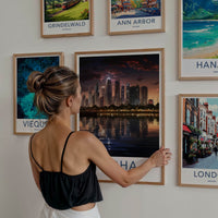 Doha Poster - Qatar Art Print - Modern City Reflections Gallery Art
