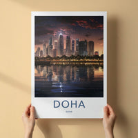 Doha Poster - Qatar Art Print - Modern City Reflections Gallery Art